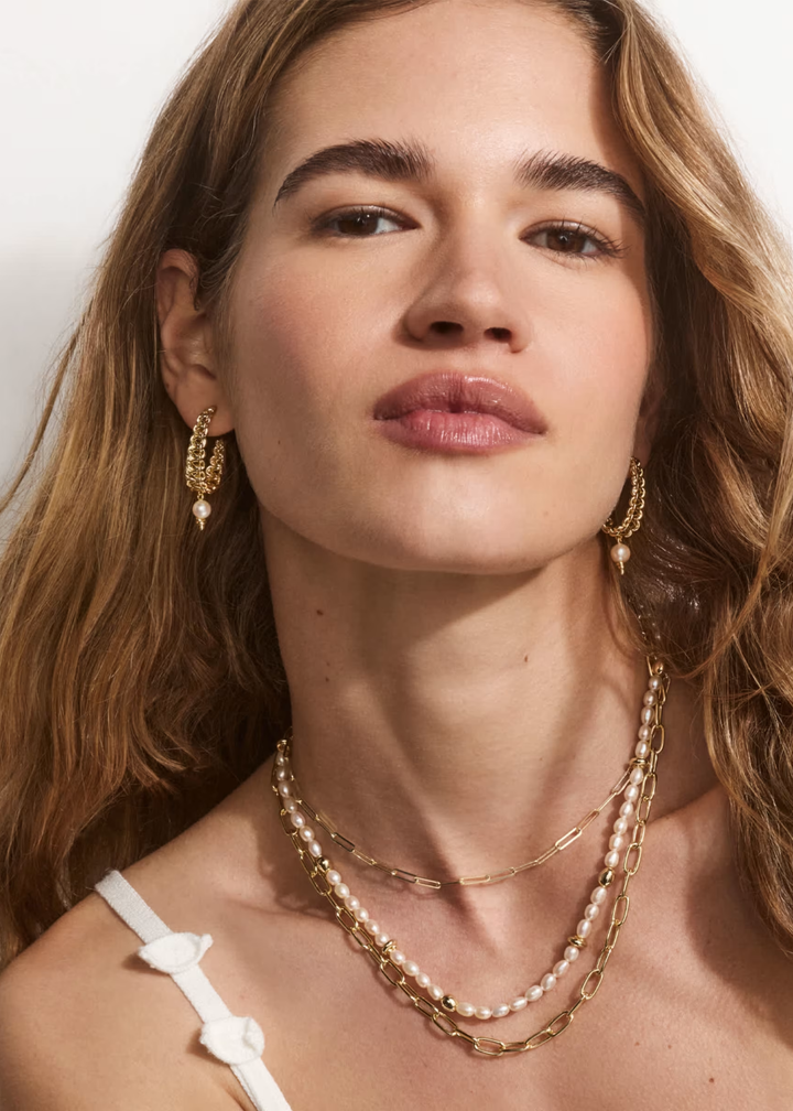 Gabriella Pearl Hoop Earrings