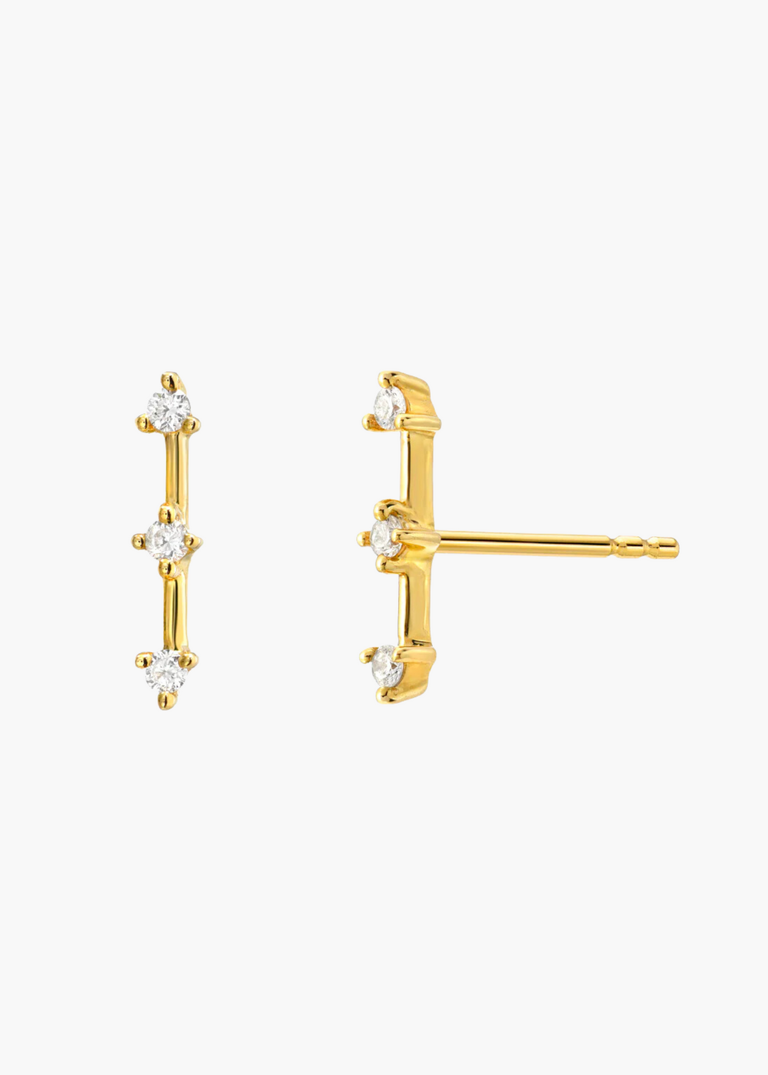 Three Diamond Bar Earrings