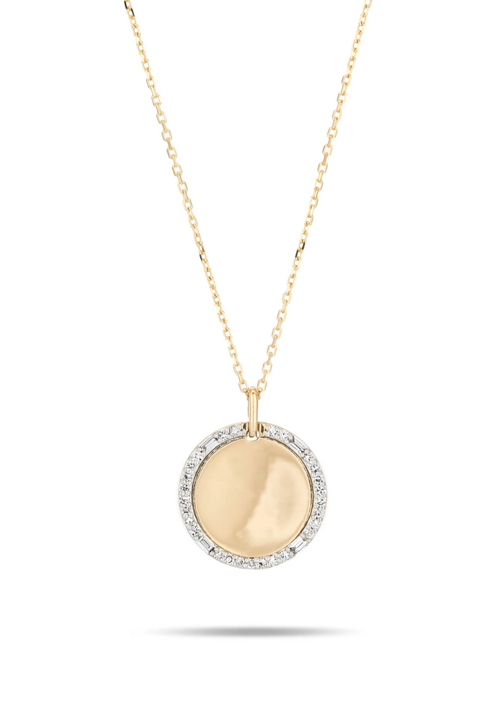 Round Pavé + Baguette Dog Tag