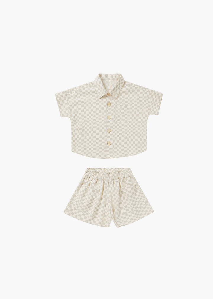 Kelli Set || Dove Check - FINAL SALE