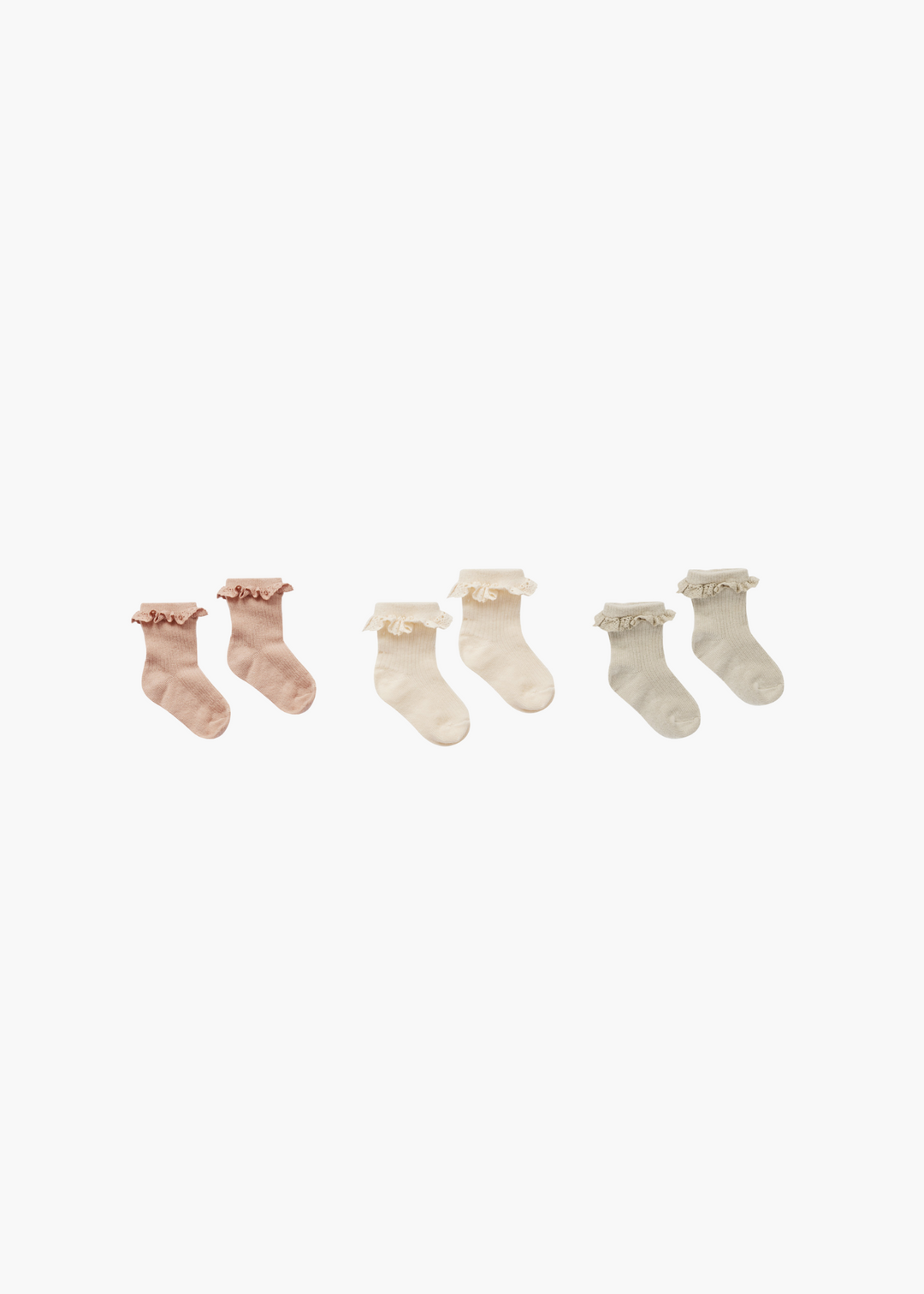 Ruffle Socks, 3-Pack || Dove, Natural, Blush