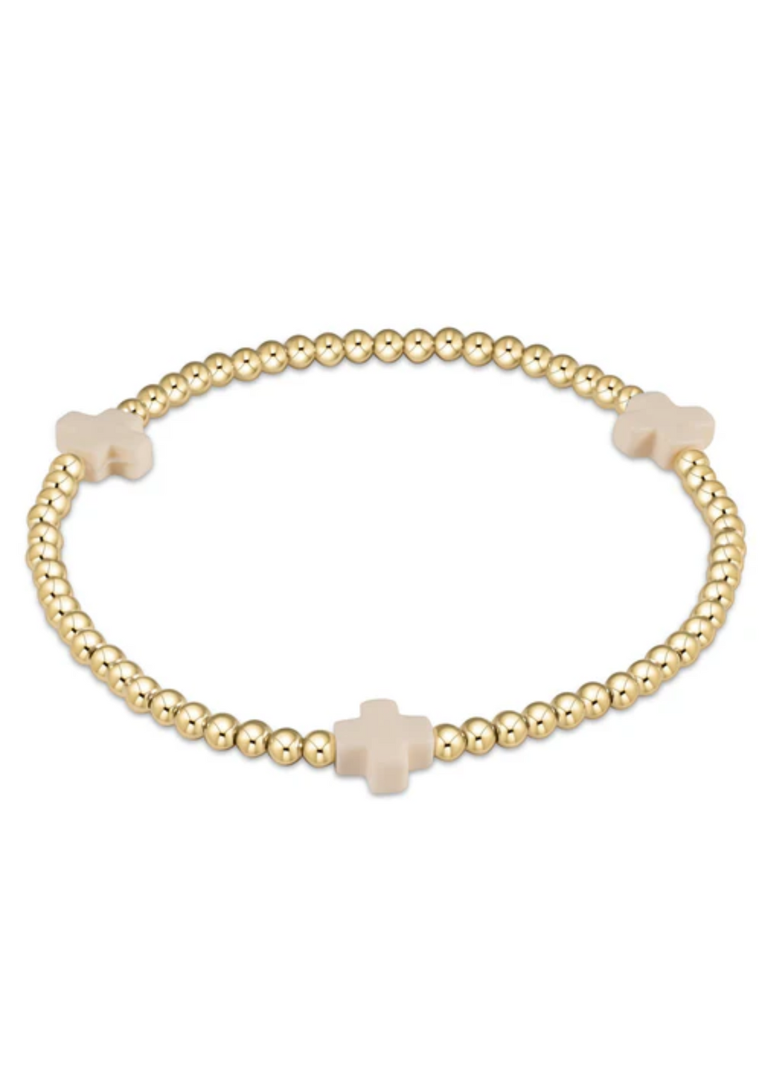 Egirl 3mm Signature Cross Bracelet Gold Off-White - Macy Carlisle