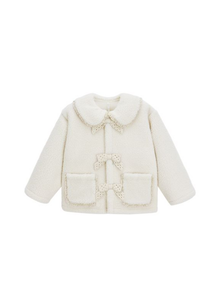 Shearling Collared Coat || Natural