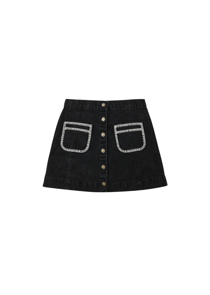 Denver Mini Skirt || Washed Black