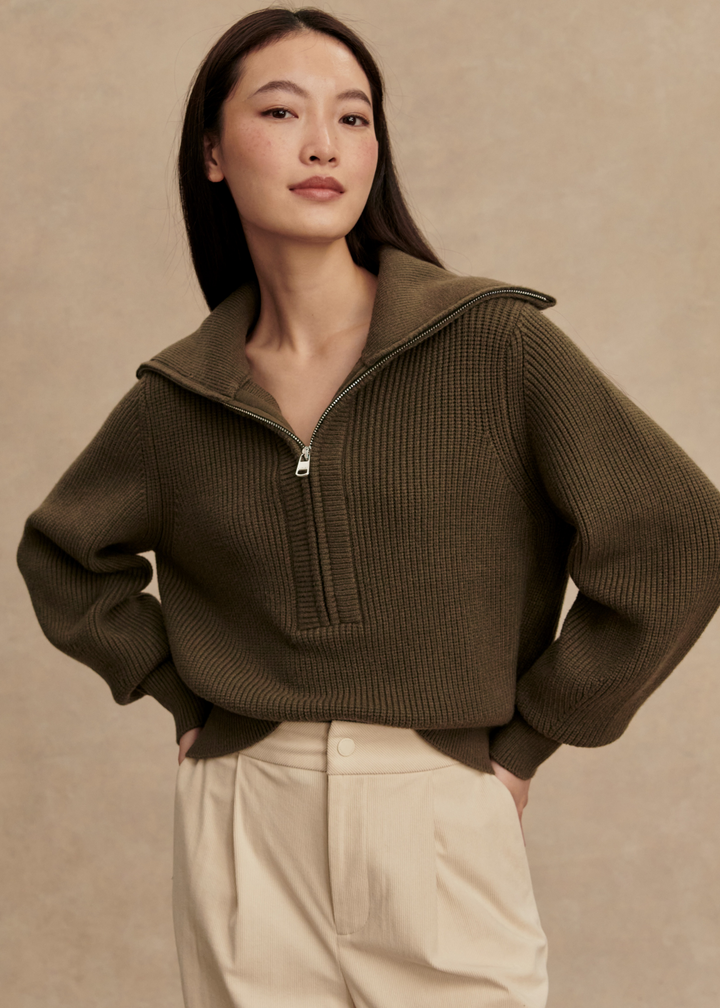 Maura Half-Zip Rib Knit