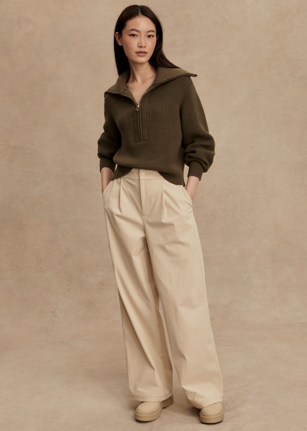 Maura Half-Zip Rib Knit