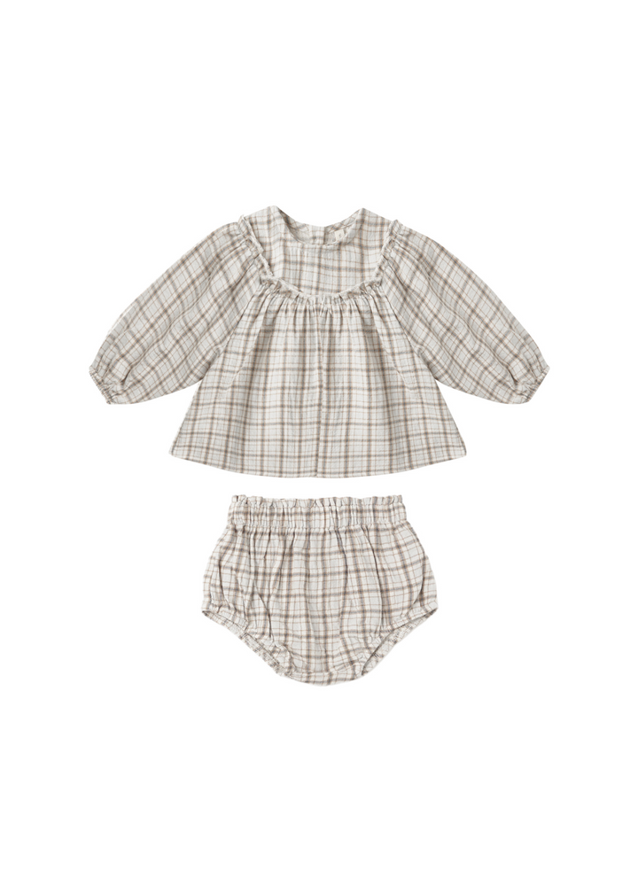 Mia Top + Bloomer Set || Blue Plaid