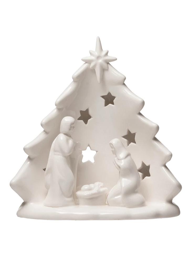 Stoneware Nativity Tree