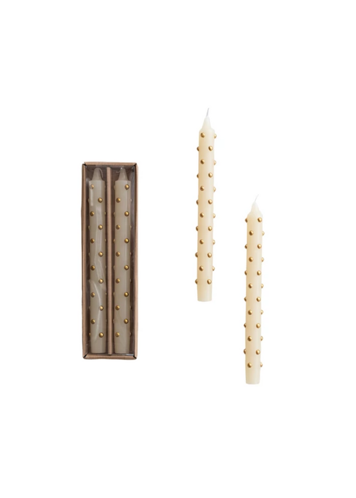 Gold Dot Taper Candle Set
