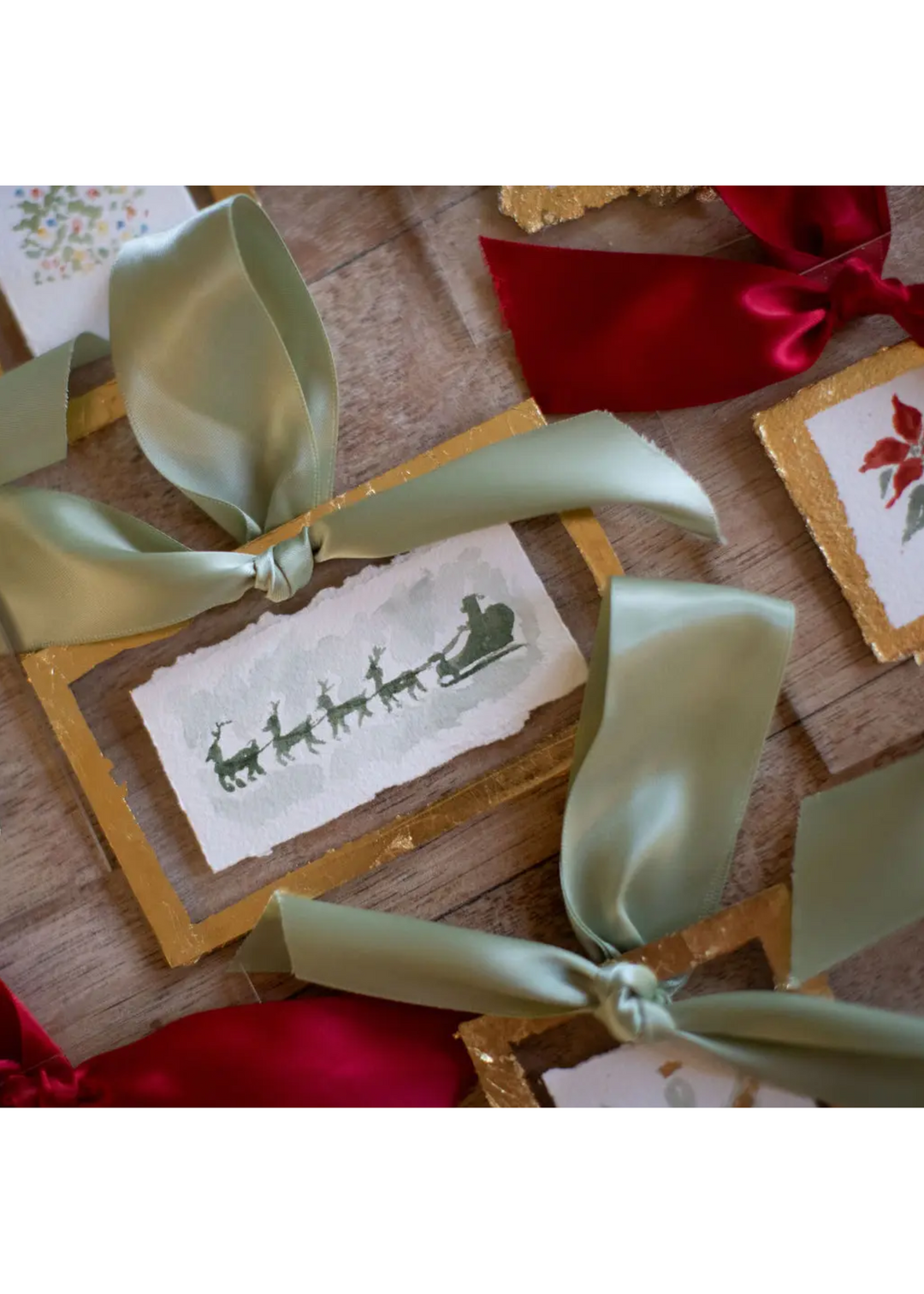 Santa Sleigh Watercolor Ornament