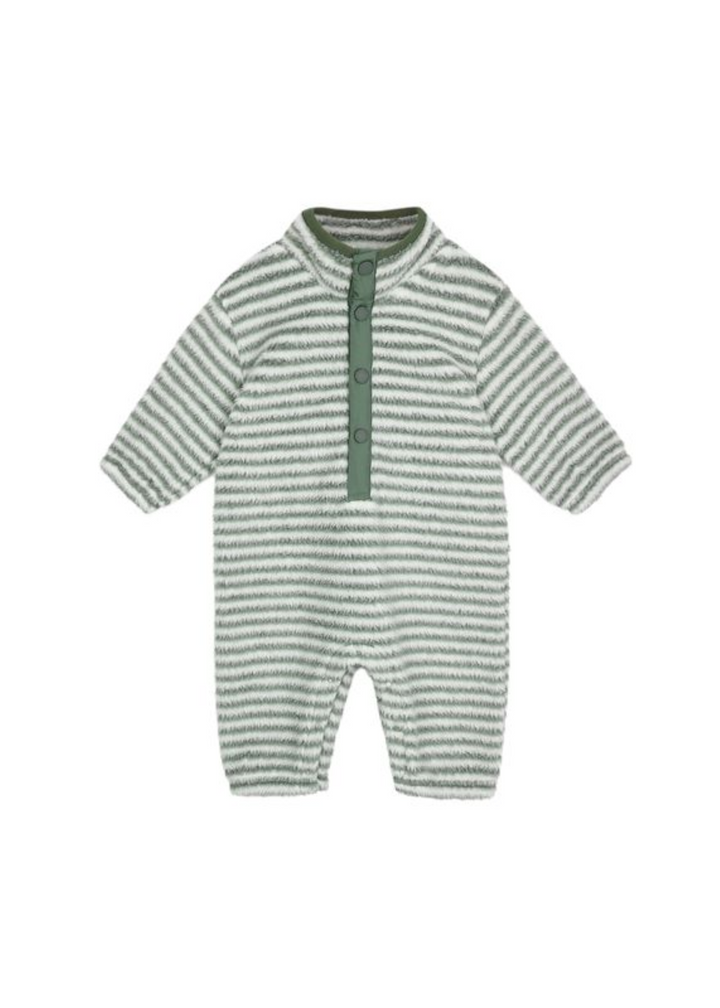 Fuzzy Winter Jumpsuit || Evergreen Stripe