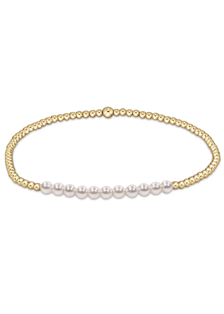 Gold Bliss 2mm Bead Bracelet - Pearl