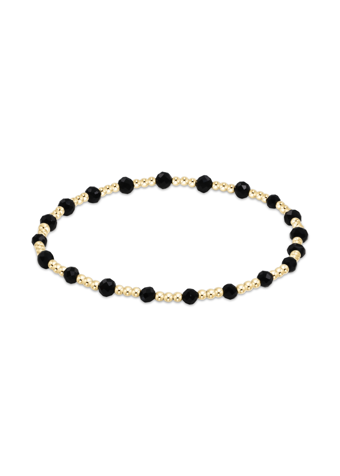Gemstone Gold Sincerity Pattern 3mm Bead Bracelet - Faceted Onyx - Macy Carlisle
