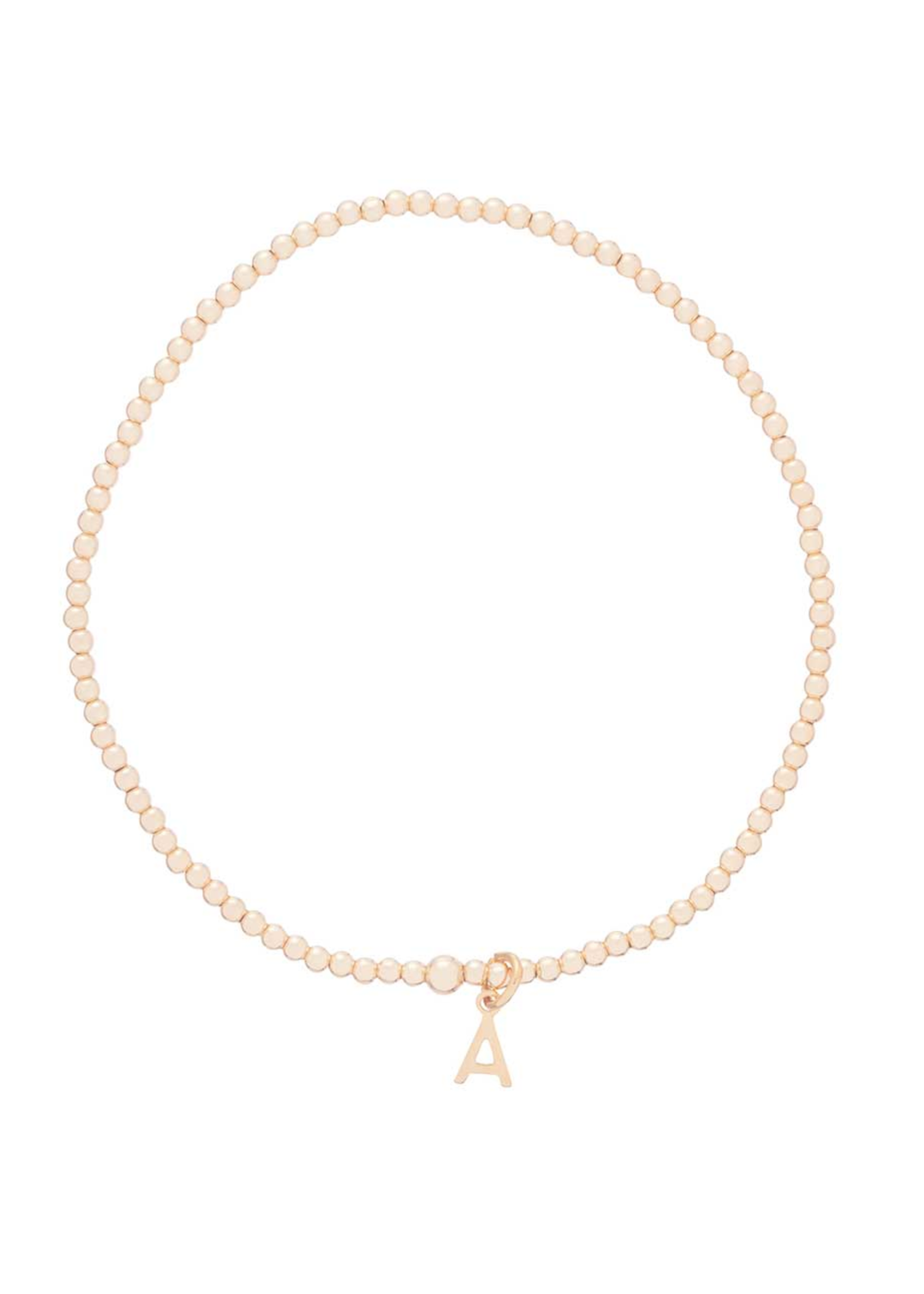 Classic Gold 2mm Bead Bracelet - Respect Small Gold Charm - A - Macy Carlisle