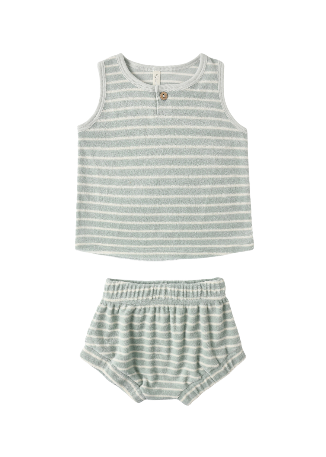 Baby Tank Set || Seafoam Terry Stripe - Macy Carlisle