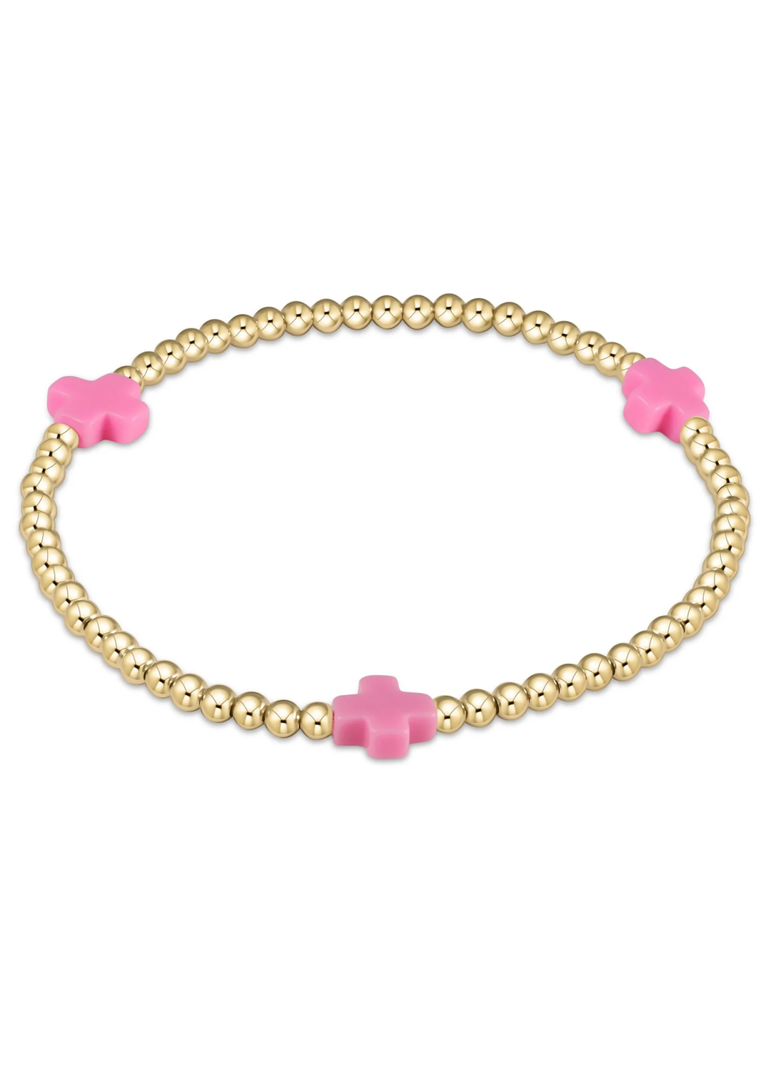 Enewton Extends - Signature Cross 3mm Gold Bracelet - Bright Pink - Macy Carlisle