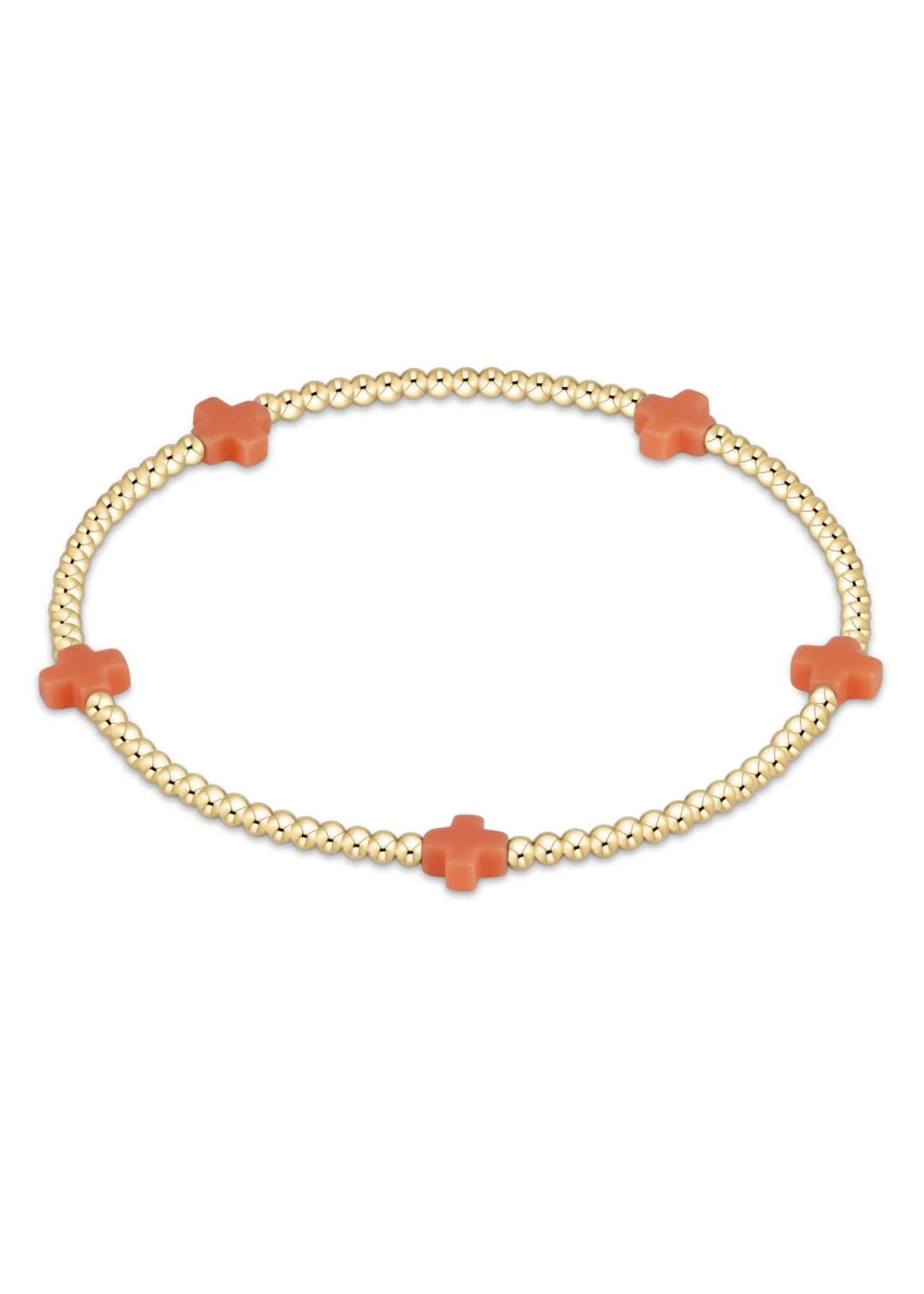 egirl Signature Cross Small 2mm Gold Bracelet - Coral - Macy Carlisle