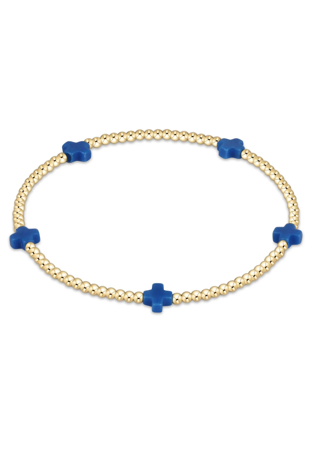 egirl Signature Cross Small 2mm Gold Bracelet - Cobalt - Macy Carlisle