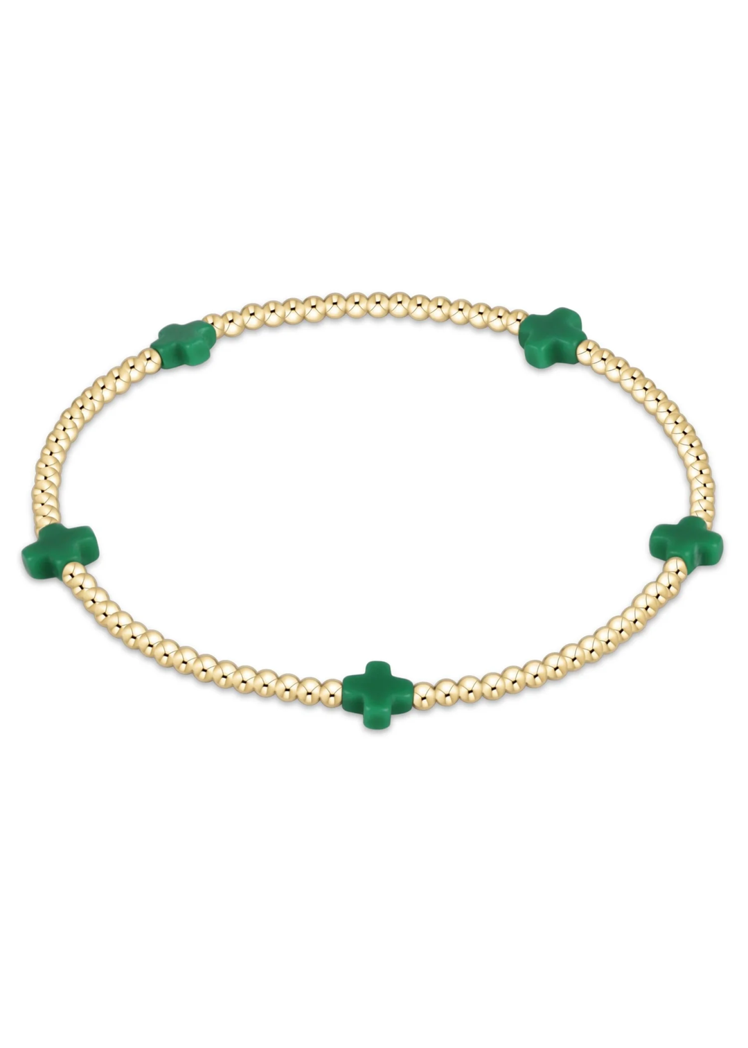 egirl Signature Cross Small 2mm Gold Bracelet - Emerald - Macy Carlisle