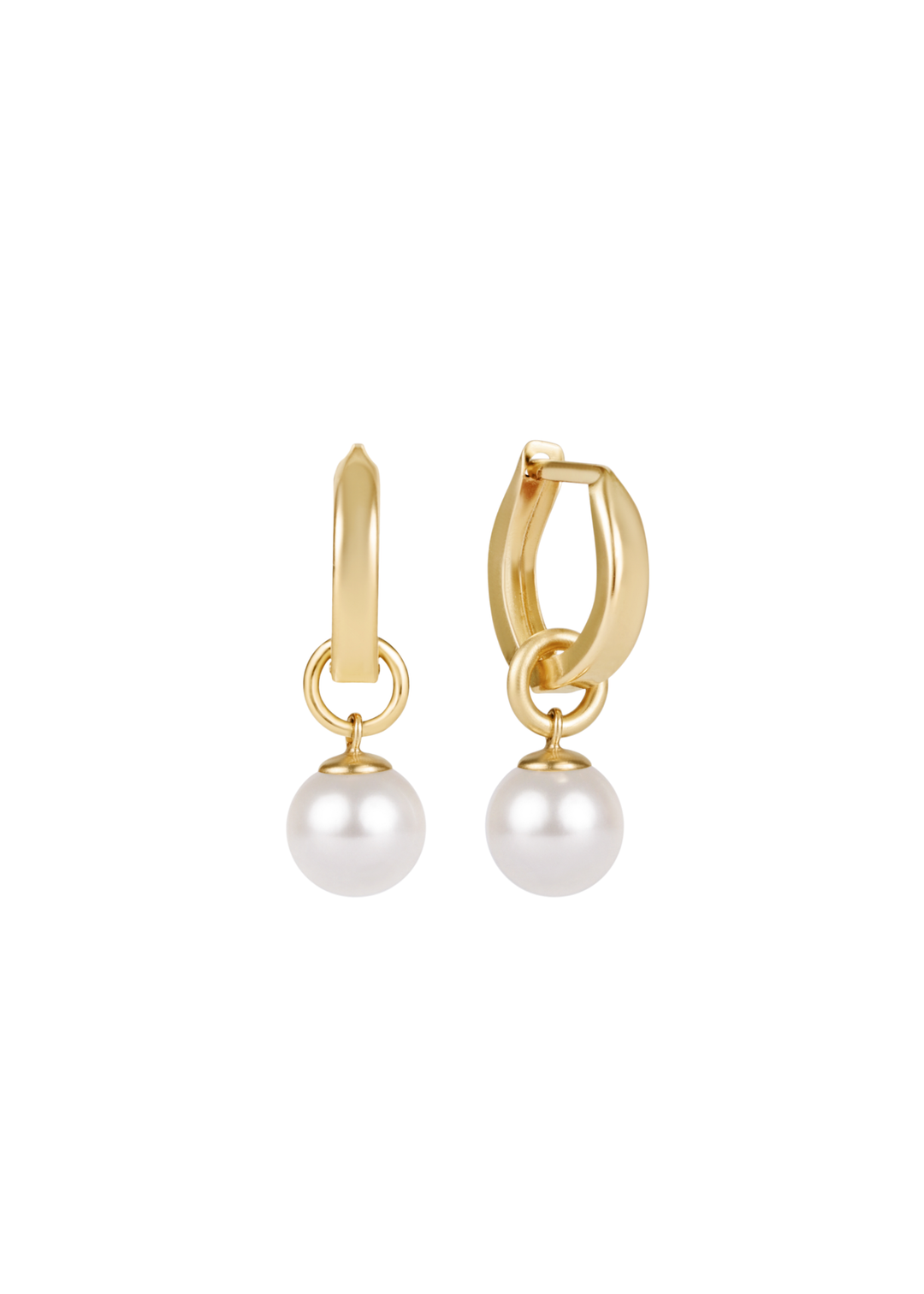 Huggie Gold 0.5" Hoop - Classic Pearl 8mm Charm - Macy Carlisle