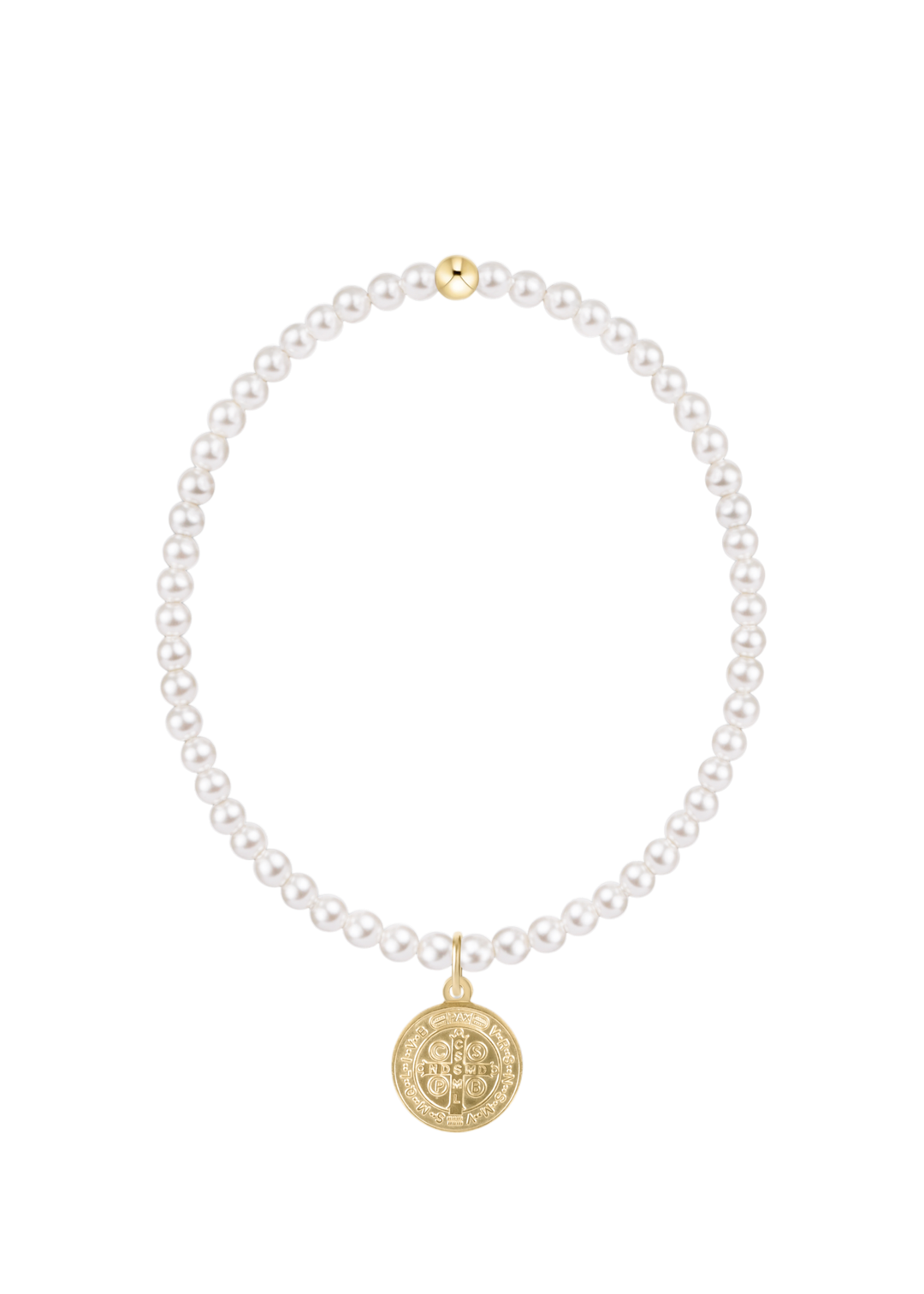 Classic Pearl 3mm Bracelet - Blessing Gold Disc - Macy Carlisle
