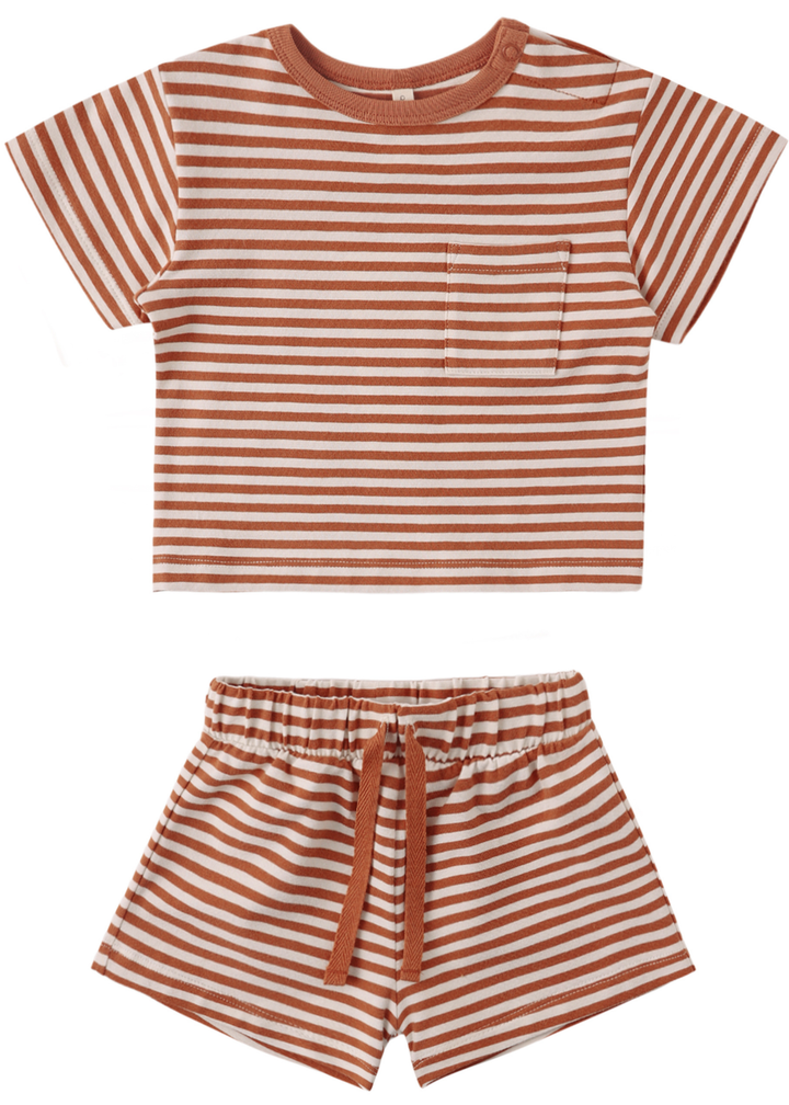 Boxy Pocket Tee + Short Set || Poppy