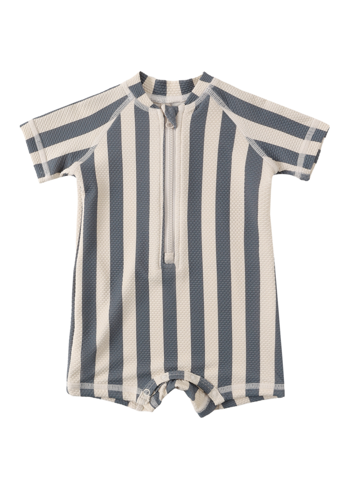 Zip Rashguard One-Piece || Retro Ocean Stripe