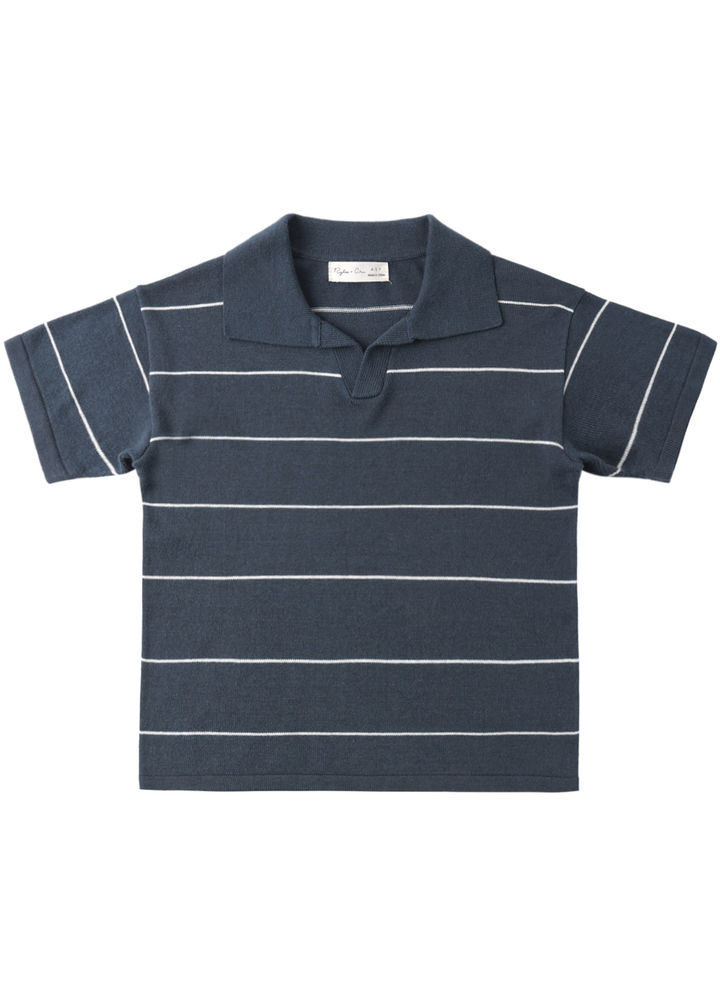 Chandler Knit Polo || Navy Stripe