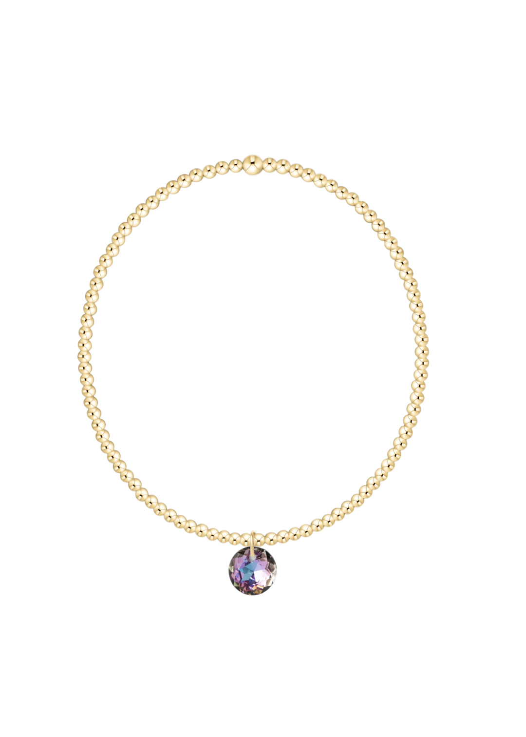Classic Gold 2mm Bracelet - Reflection Small Charm - 06