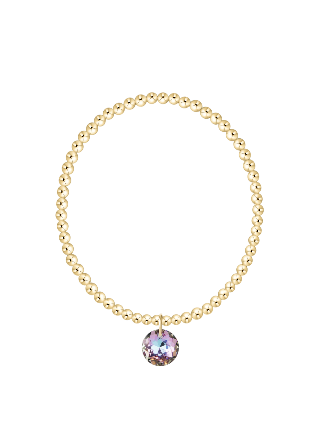 Classic Gold 3mm Bracelet - Reflection Charm - 06