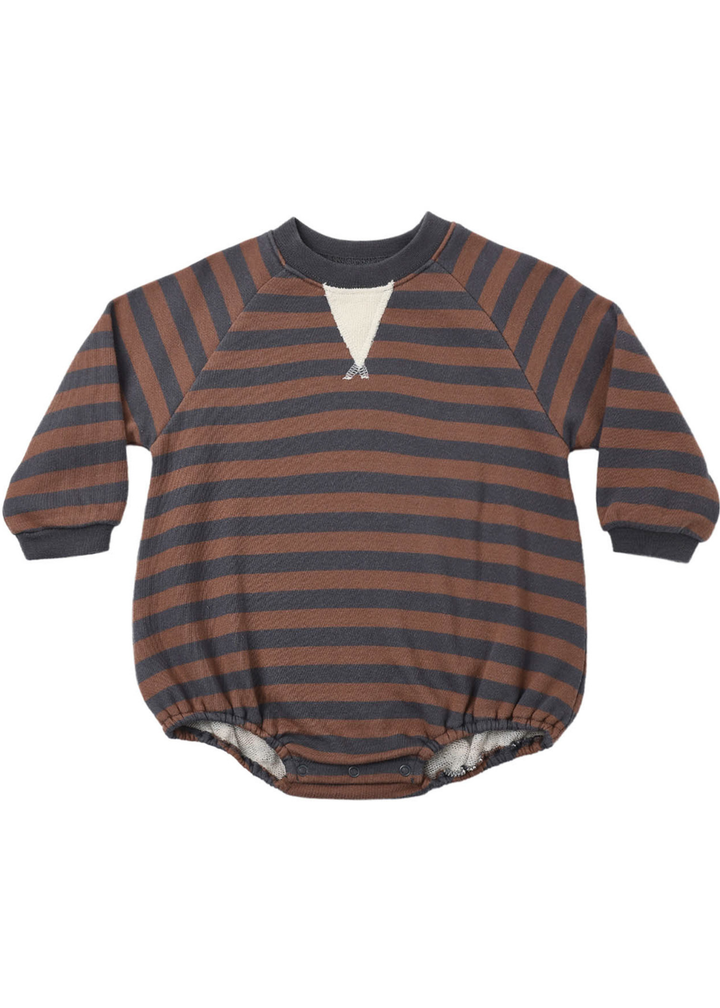 Crew Neck Romper || Mulberry Stripe