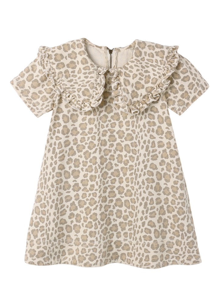 Collard Denim Mini Dress || Leopard