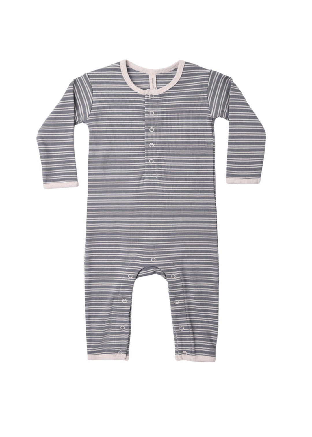 Ribbed Baby Jumpsuit || Slate Microstripe