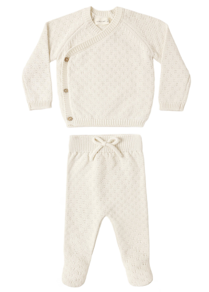 Knit Wrap Top + Pant Set || Natural