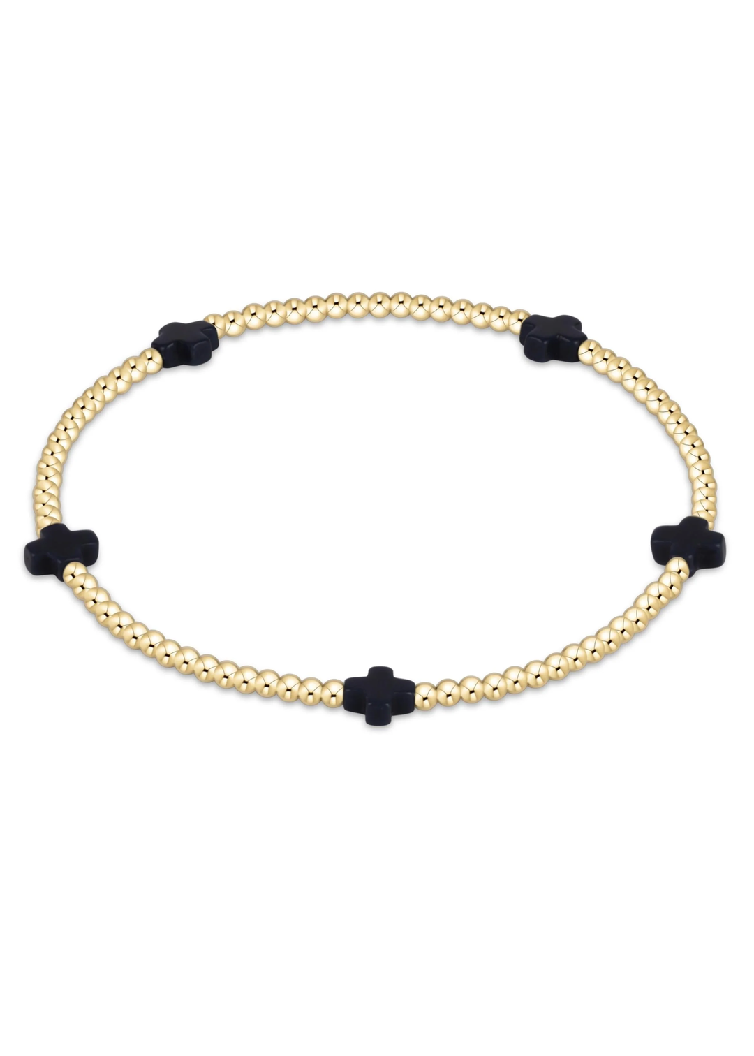 Signature Cross Small 2mm Gold Bracelet - Navy