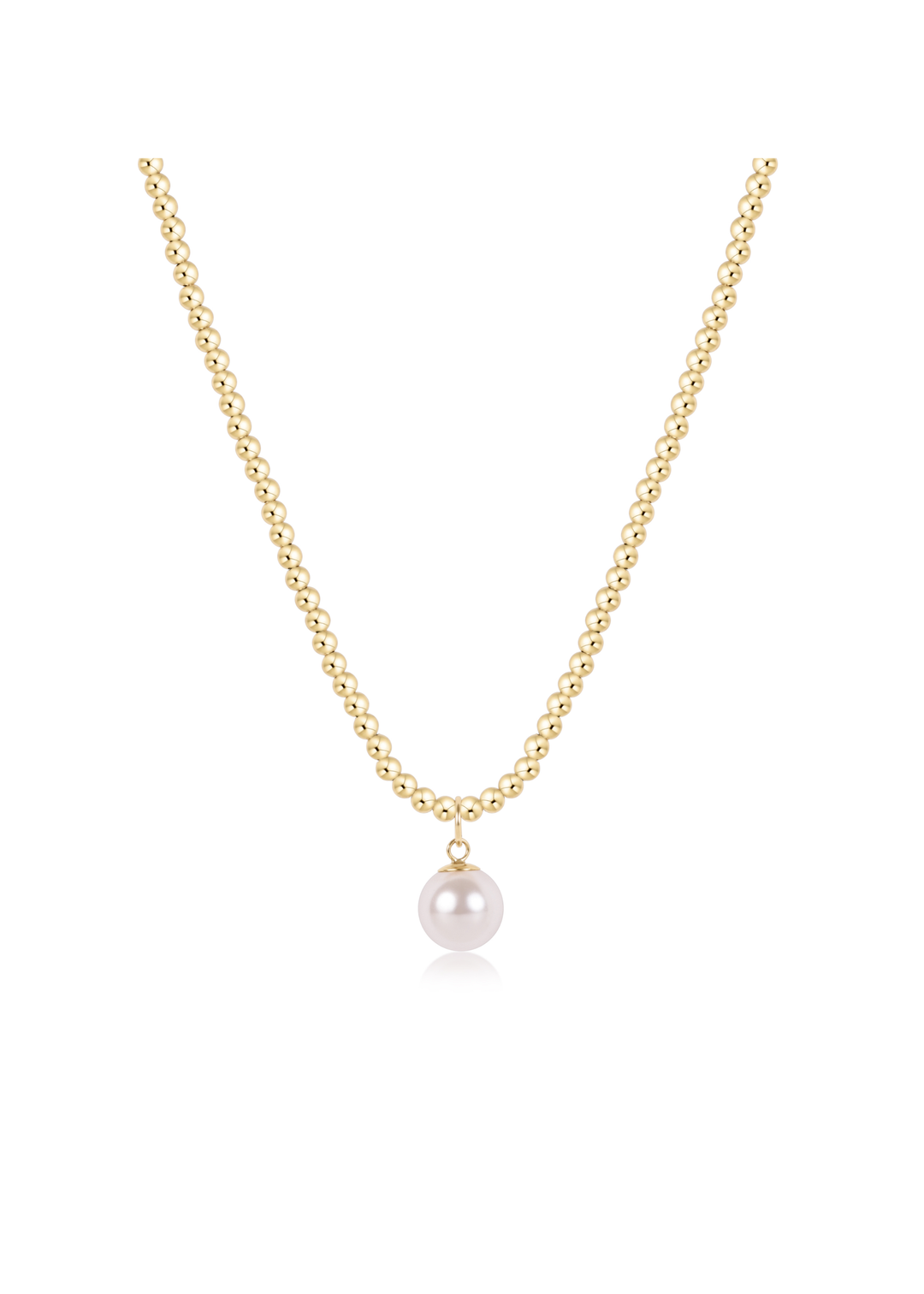 15" Choker Beaded - Classic Gold 3mm - Classic Pearl Charm