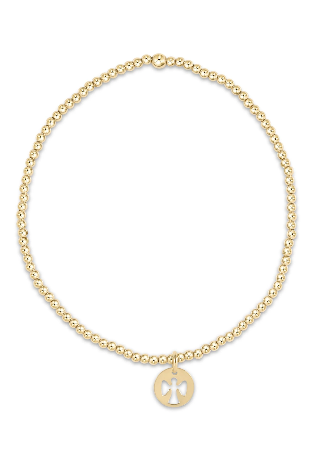 egirl Classic Gold 2mm Bead Bracelet - Guardian Angel Small Gold Disc