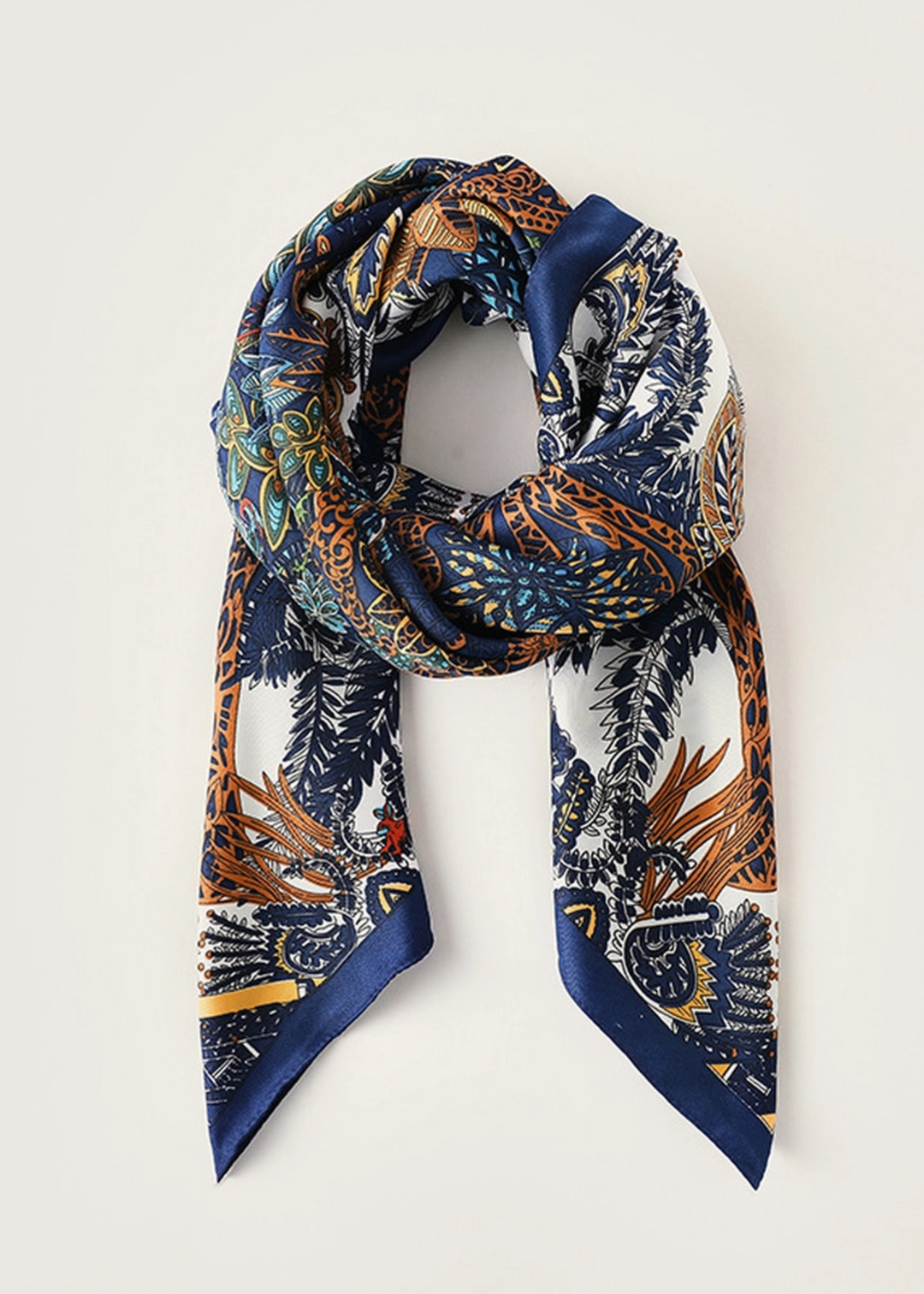 Navy French Silk Scarf