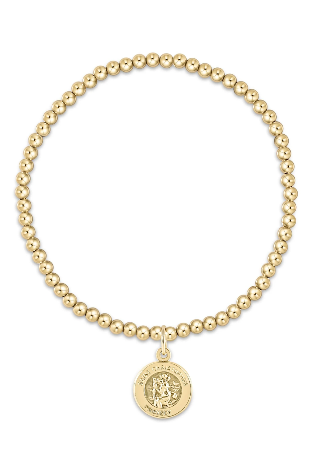 Classic Gold 3mm Bead Bracelet - Protection Small Gold Charm