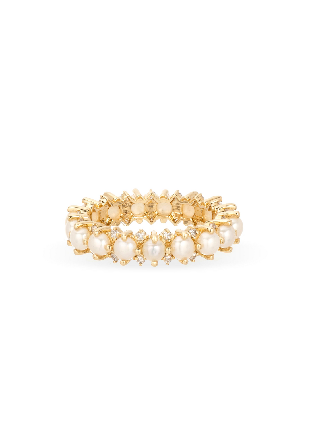 Pearl + Diamond Rounds Eternity Ring