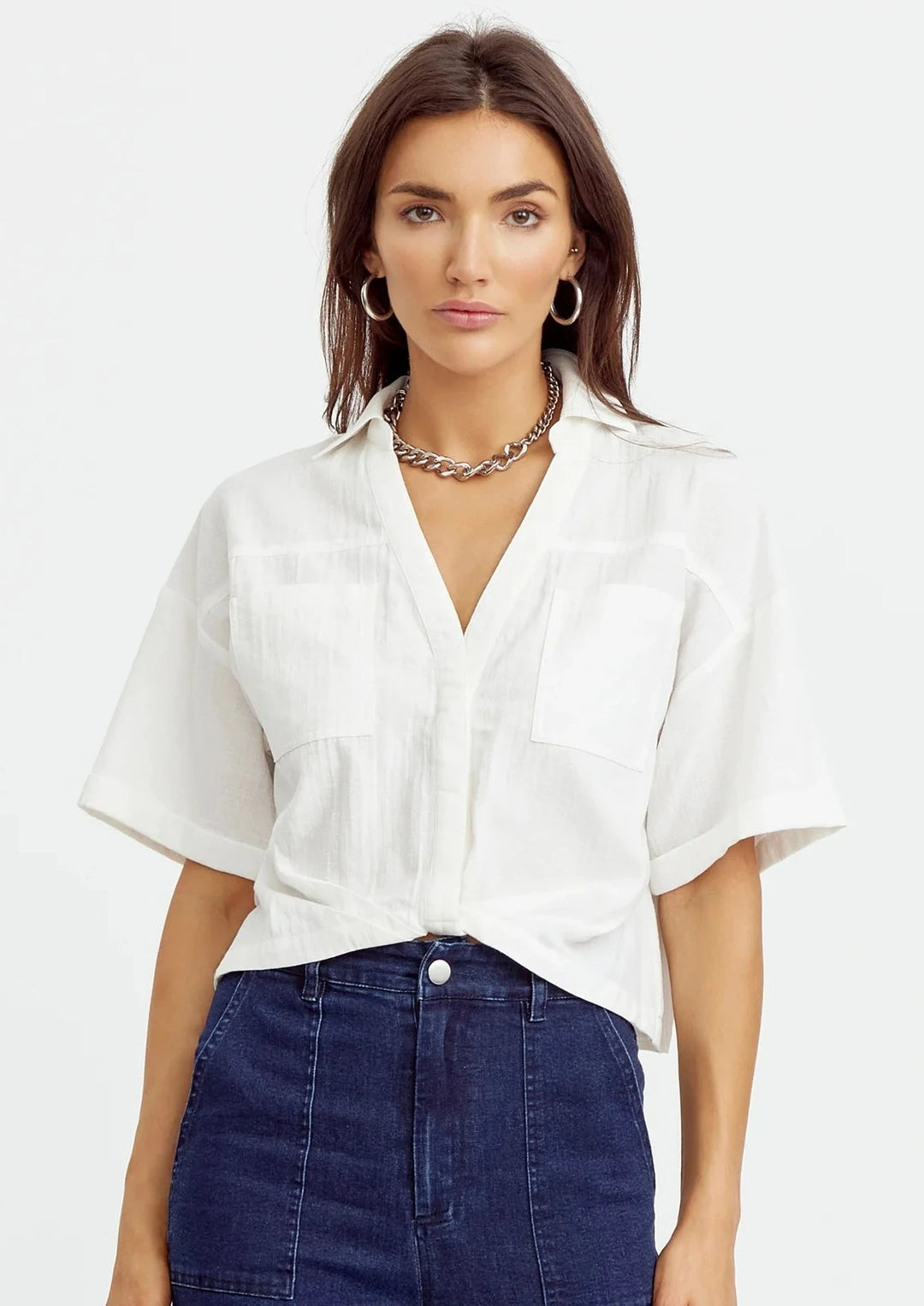 Maria Tucked Cropped Shirt