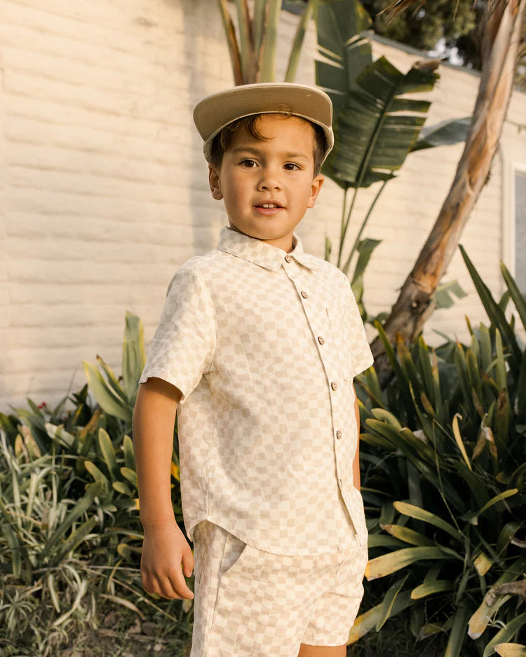 Collared Short Sleeve Shirt || Dove Check - FINAL SALE