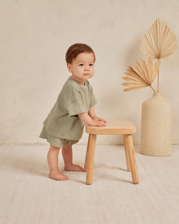 waffle tee + short set || sage - FINAL SALE