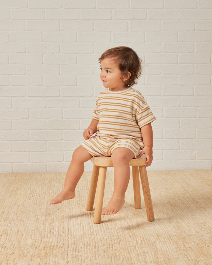 terry tee + shorts set || honey stripe - FINAL SALE