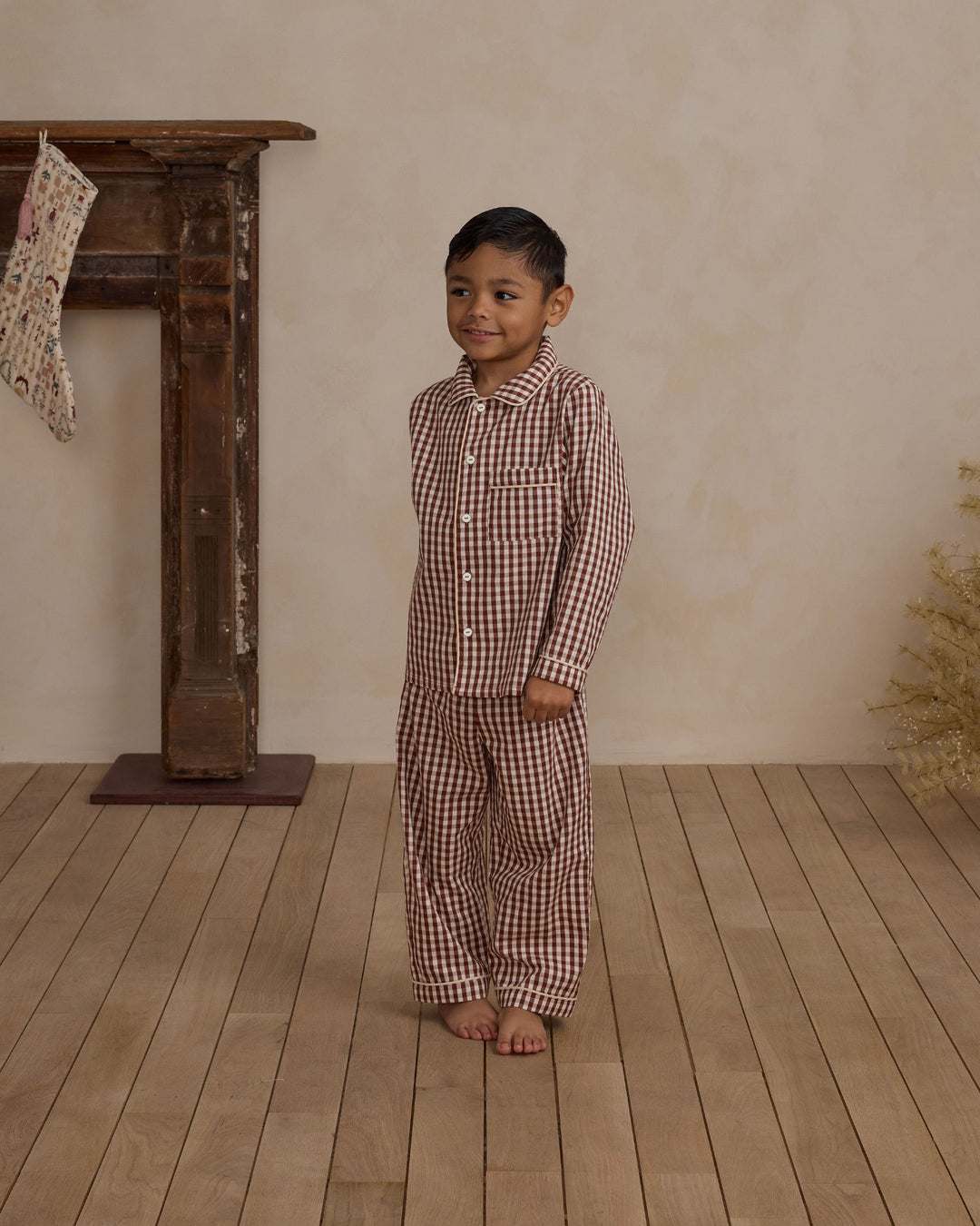 Long Sleeve Pajamas || Brick Gingham-FINAL SALE