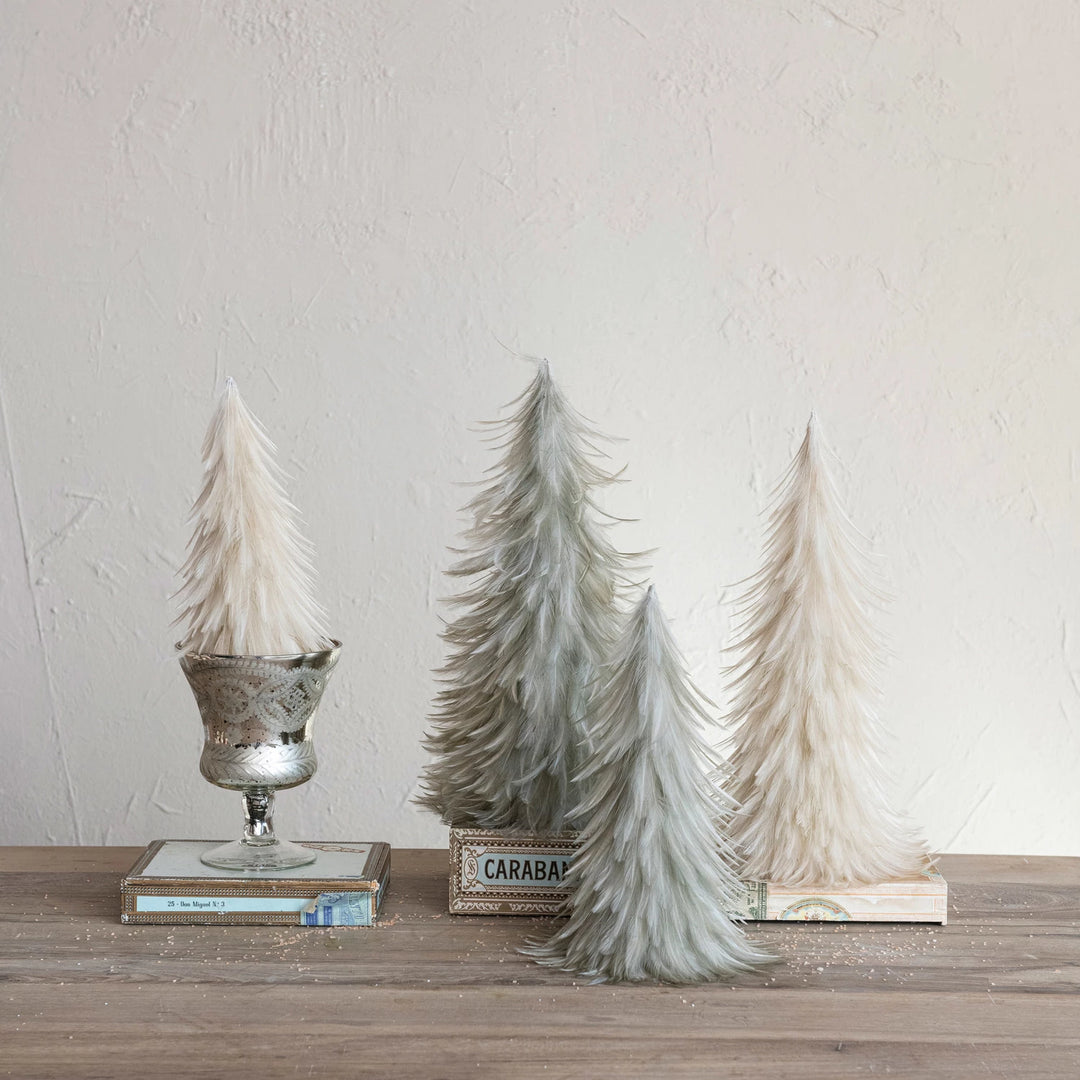 Grey Feather Trees, Set of 2