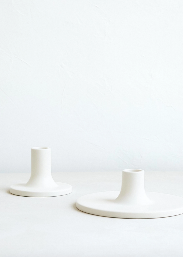Ceramic Taper Holder - Matte White