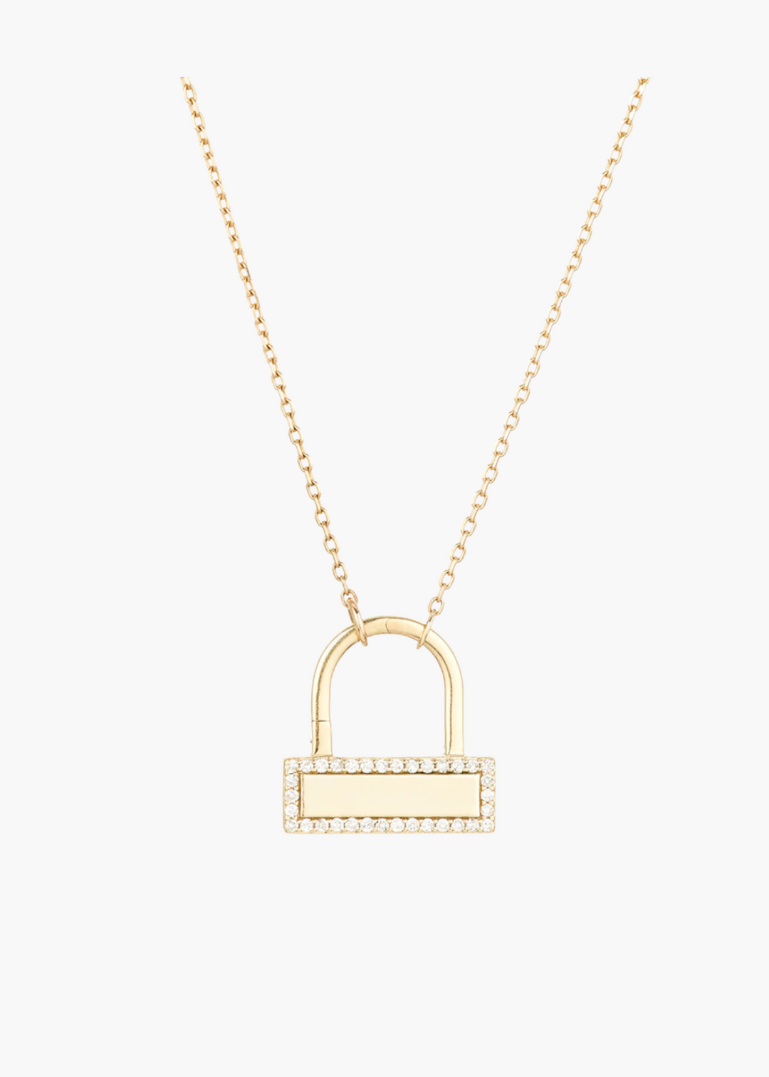 London Small Pave Lock Necklace
