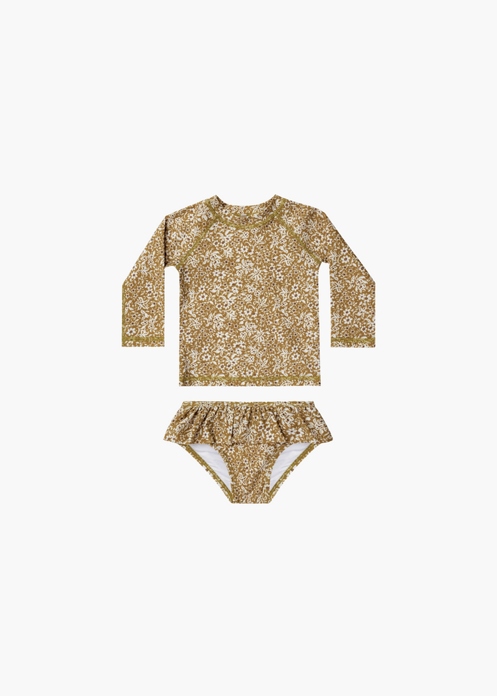 rash guard girl set || golden ditsy - FINAL SALE