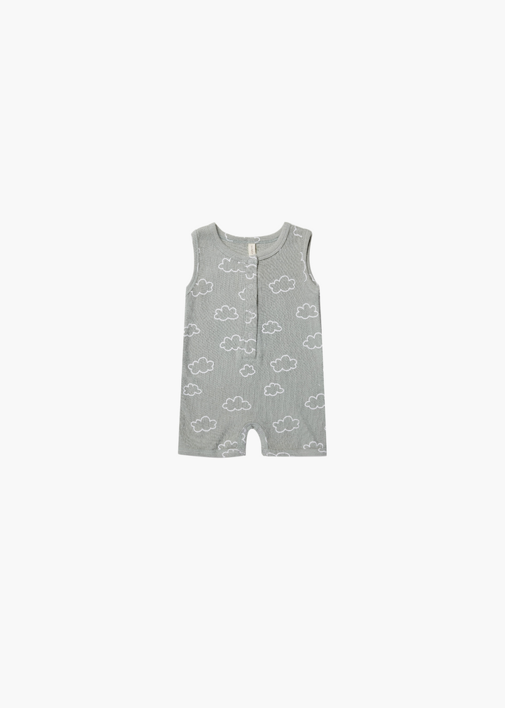 ribbed henley romper | clouds - FINAL SALE